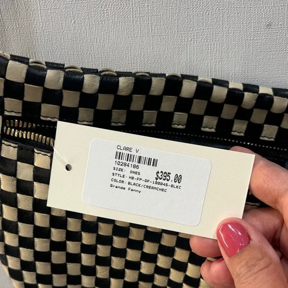 Clare V Checkerboard Grande Fanny Crossbody in Black & White - Picture 3 of 4